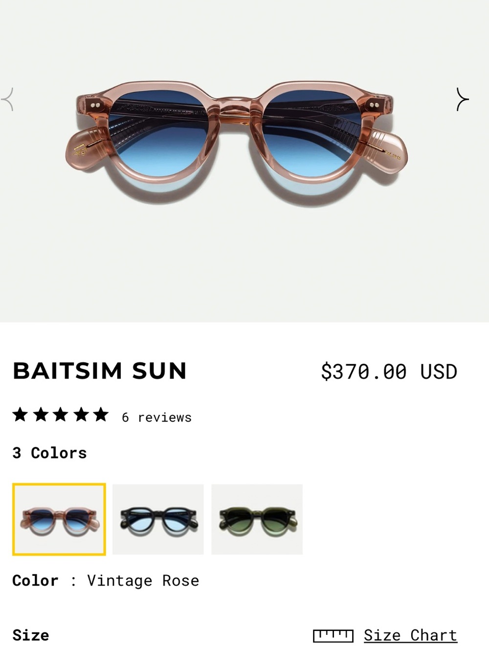 Moscot Baitsim — Vintage Rose Frame with Blue Gradient Lens